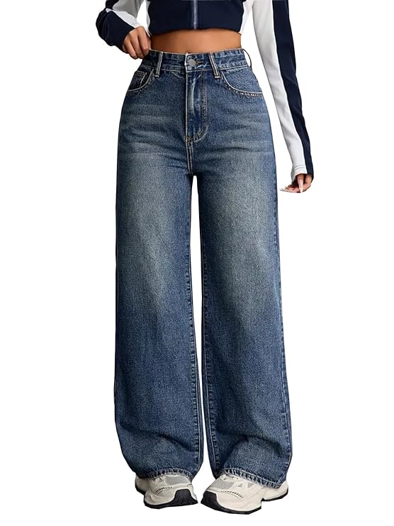 Nifty Women’s Denim Stretchable High Waist Baggy Jeans for Women | Trendy Loose Fit Wide Leg Denim Pants for Casual & Streetwear Fashion